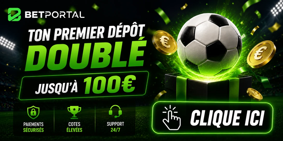 BetPortal — premier dépôt doublé jusqu'à 100€